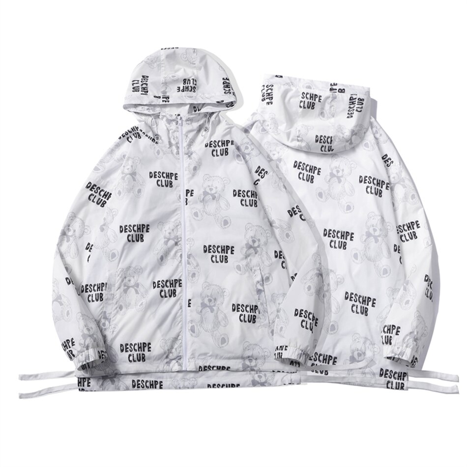 Graphic Print Sunscreen and Waterproof Windbreaker