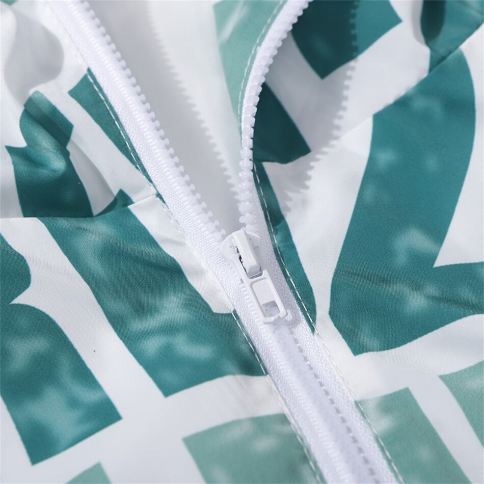 Graphic Print Sunscreen and Waterproof Windbreaker