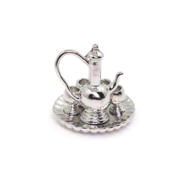 Miniature Silver/Golden Tea Set 6 pcs for Doll House - Image 8