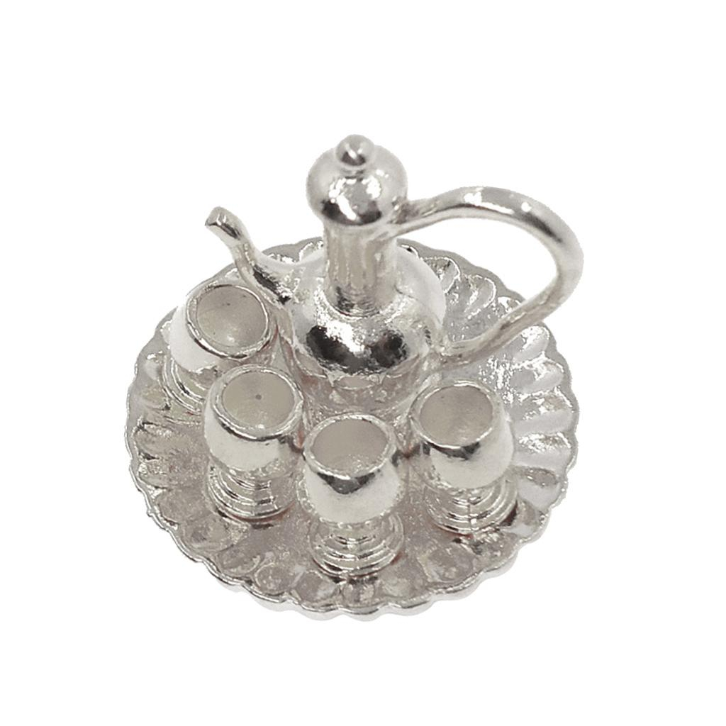 Miniature Silver/Golden Tea Set 6 pcs for Doll House