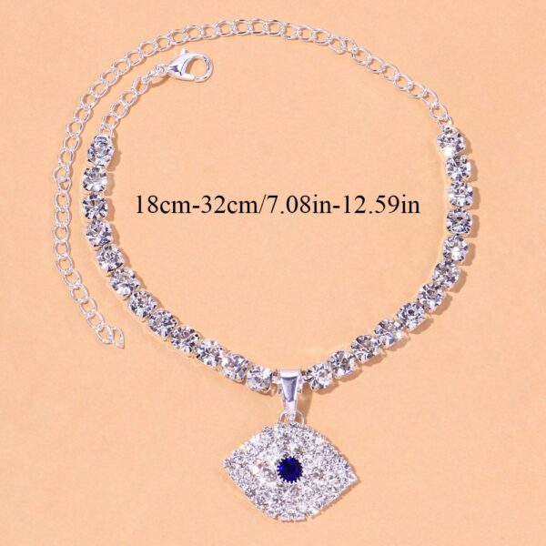 Bohemian Rhinestone Blue Evil Eye Anklet - Image 3