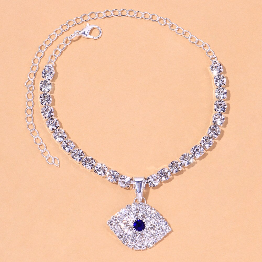 Bohemian Rhinestone Blue Evil Eye Anklet