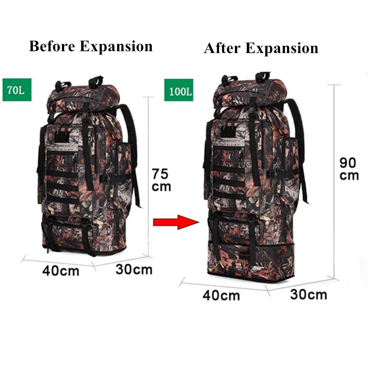 100L Camouflage Pattern Tactical Backpack