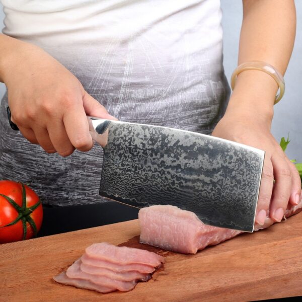 Professional Japanese Damascus Steel Kitchen Cleaver Knife - Image 4