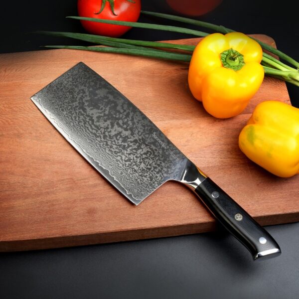 Professional Japanese Damascus Steel Kitchen Cleaver Knife - Image 3