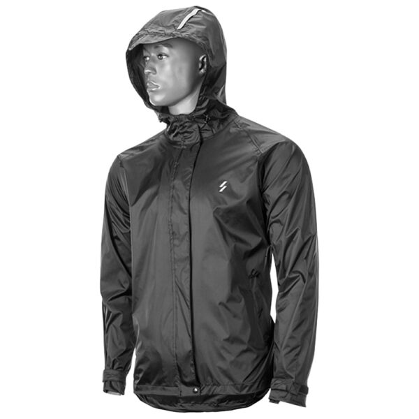 Men's Reflective Detail Black Waterproof Jacket - Image 3