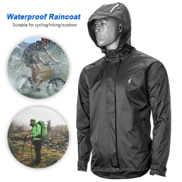 Men's Reflective Detail Black Waterproof Jacket - Image 5