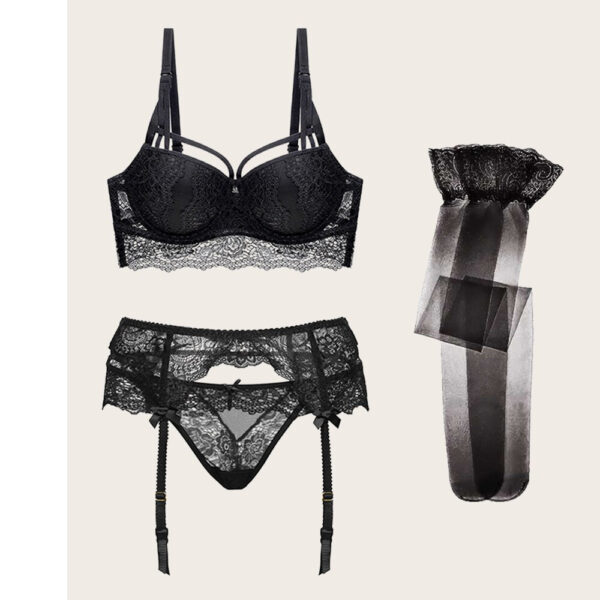 Sexy Black Women's Lingerie Set with Stockings