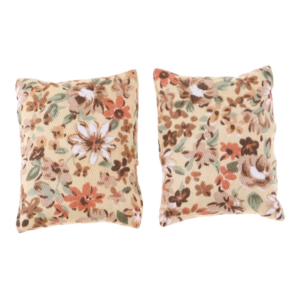 Miniature Flowers Embroidered Sofa Cushions 2 pcs Set