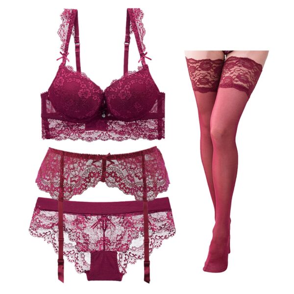 Push Up Women's Lingerie Set with Stockings - Image 6