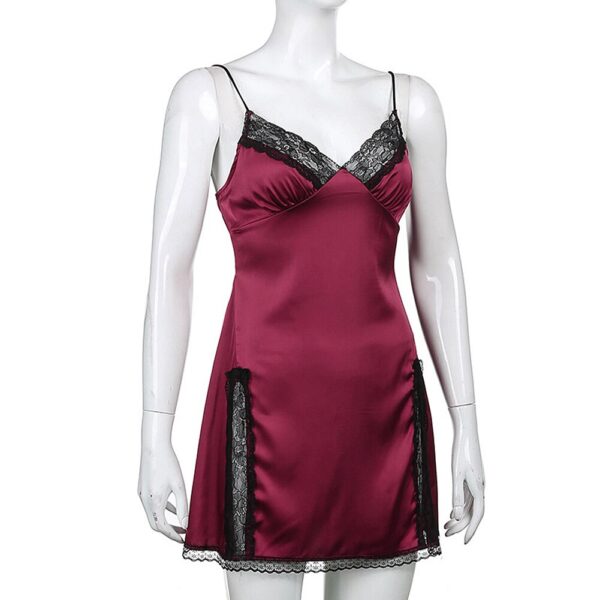 Women's Mini Nightdress with V-Neck - Image 3