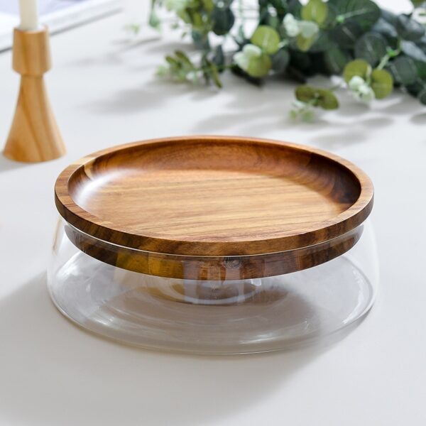 Double Layer Storage Can with Wooden Lid - Image 4