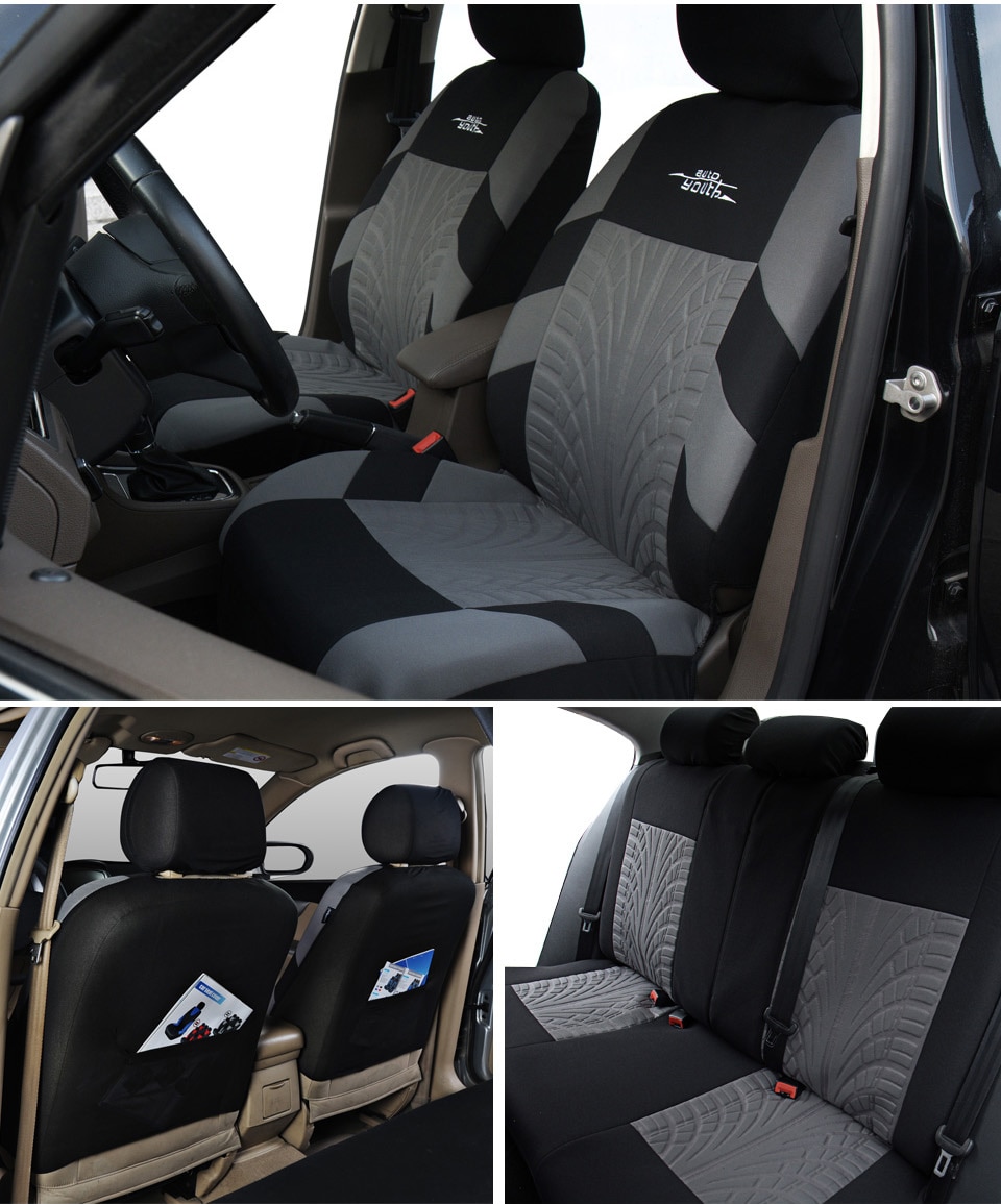 Universal Tire Track Patterned Car Seat Covers Set