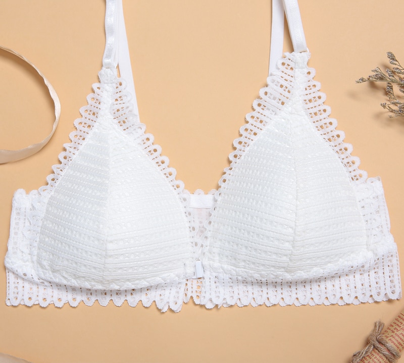 Lace-Trim Front Closure Bra