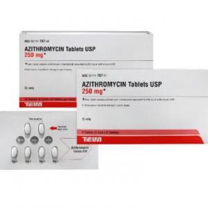 Azithromycin 250 mg Tablet Six (6) Pack --- TEVA Pharma --- Generic For Z Pack / Zithromax