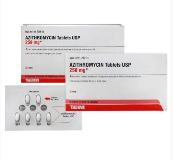 Azithromycin 250 mg Tablet Six (6) Pack --- TEVA Pharma --- Generic For Z Pack / Zithromax