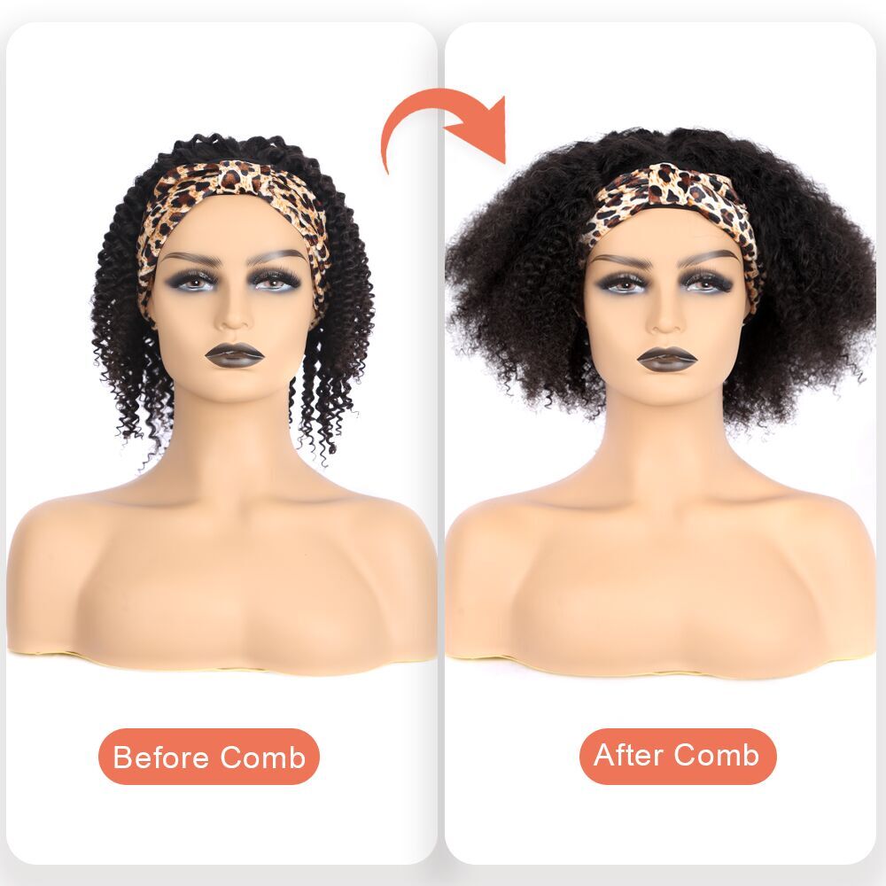 Human Hair Afro Kinky Headband Wig