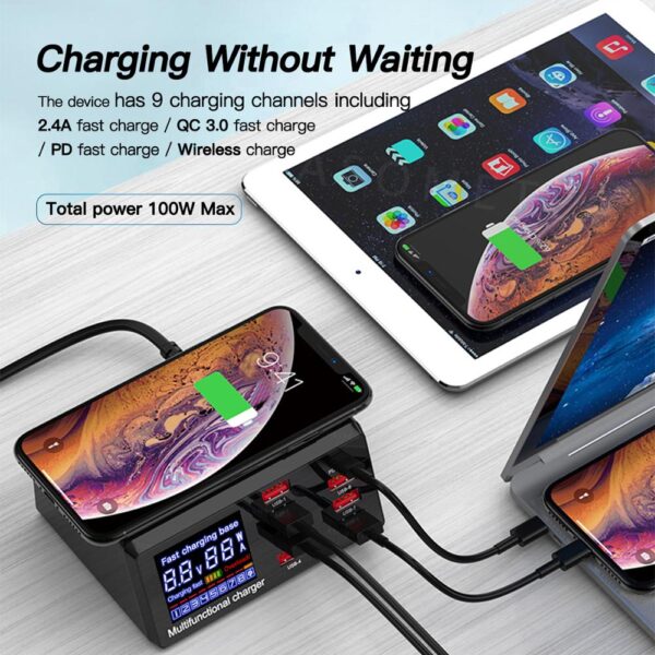 8 USB Ports and Wireless Charge Charging Station AU EU US UK Plug - Image 4