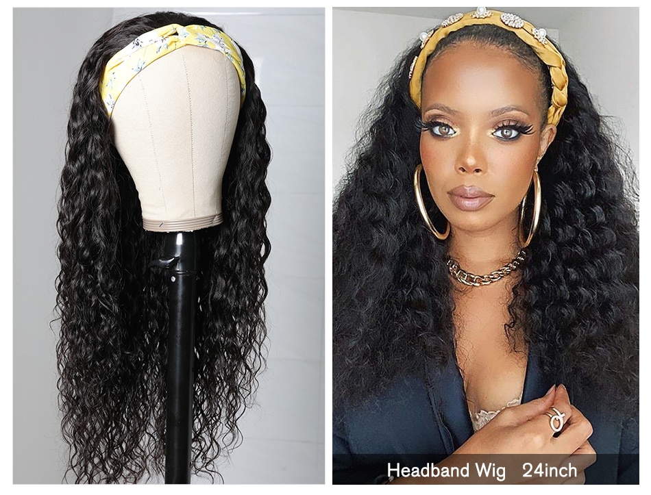 100% Human Hair Grip Headband Wig