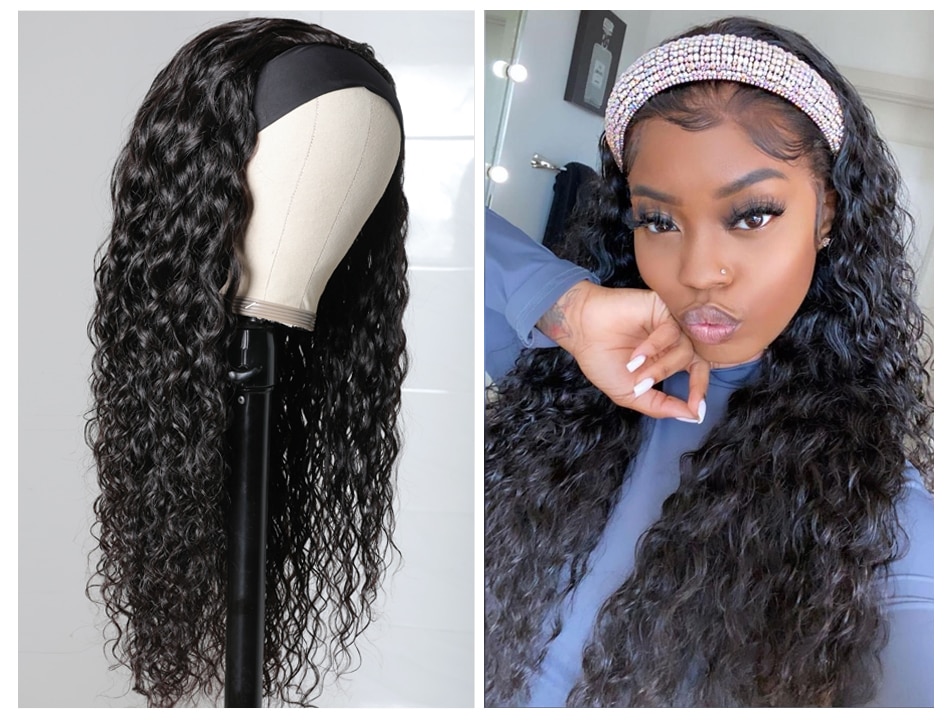 100% Human Hair Grip Headband Wig