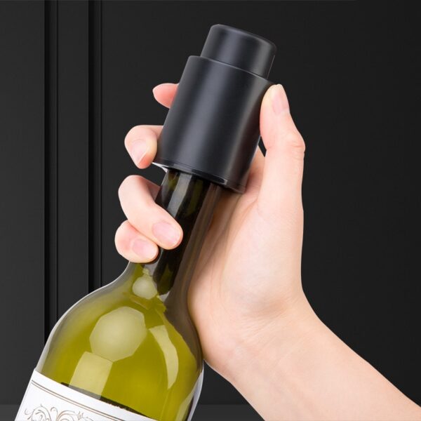 Black ABS Vacuum Wine Bottle Stopper Set 4 Pcs - Image 5