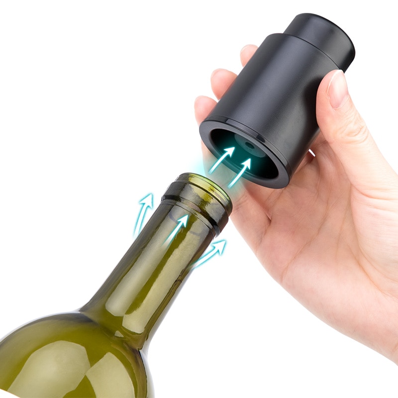 Black ABS Vacuum Wine Bottle Stopper Set 4 Pcs