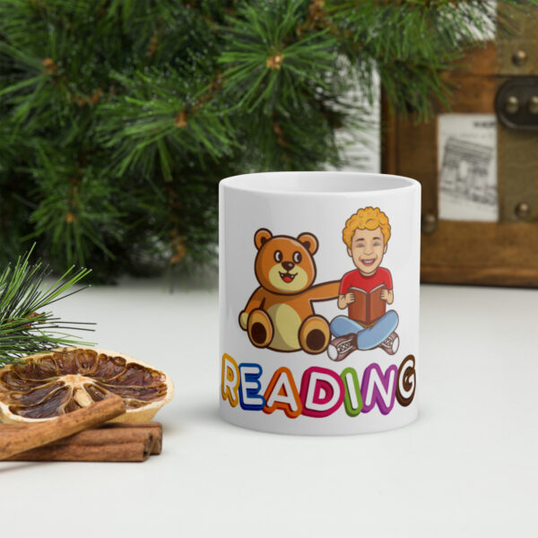 Walter Bear™ Reading White Glossy Mug - Image 3