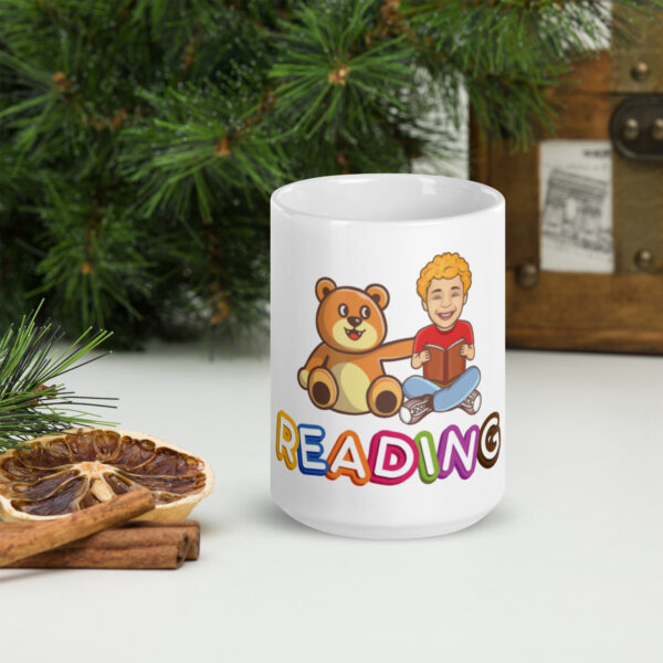 Walter Bear™ Reading White Glossy Mug