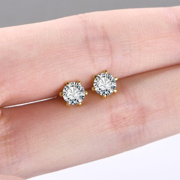 Women's 18K Gold 0.5-1 Carat D Color Moissanite Earrings - Image 6