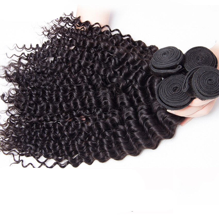 Malaysian Curly Human Hair Bundles with Frontal Closure