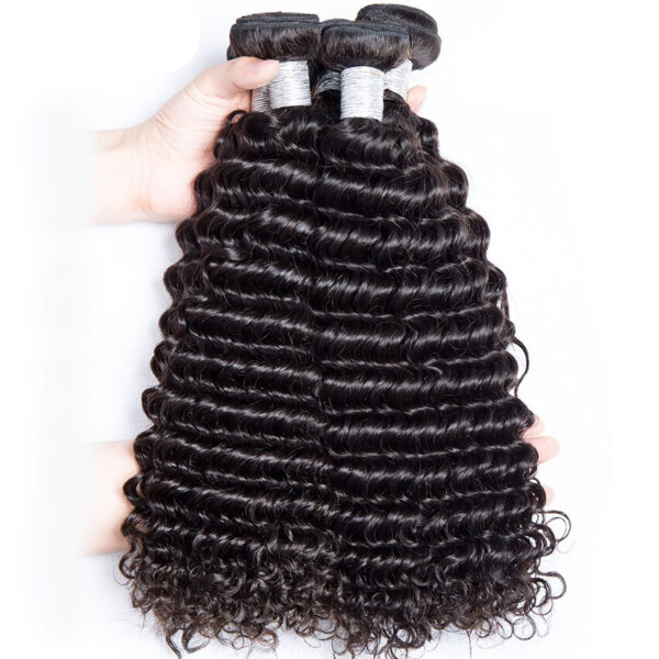 Malaysian Curly Human Hair Bundles with Frontal Closure - Image 7