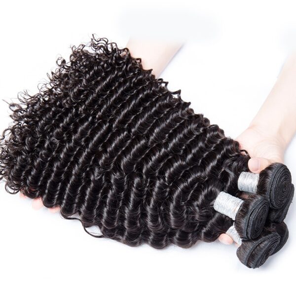 Malaysian Curly Human Hair Bundles with Frontal Closure - Image 4