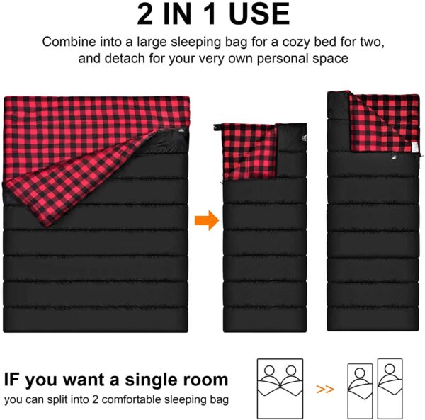 Plaid Lining Double Sleeping Bag - Image 5