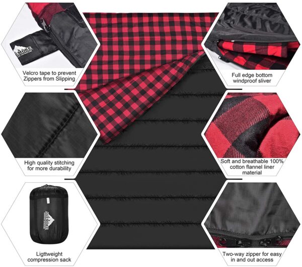 Plaid Lining Double Sleeping Bag - Image 6