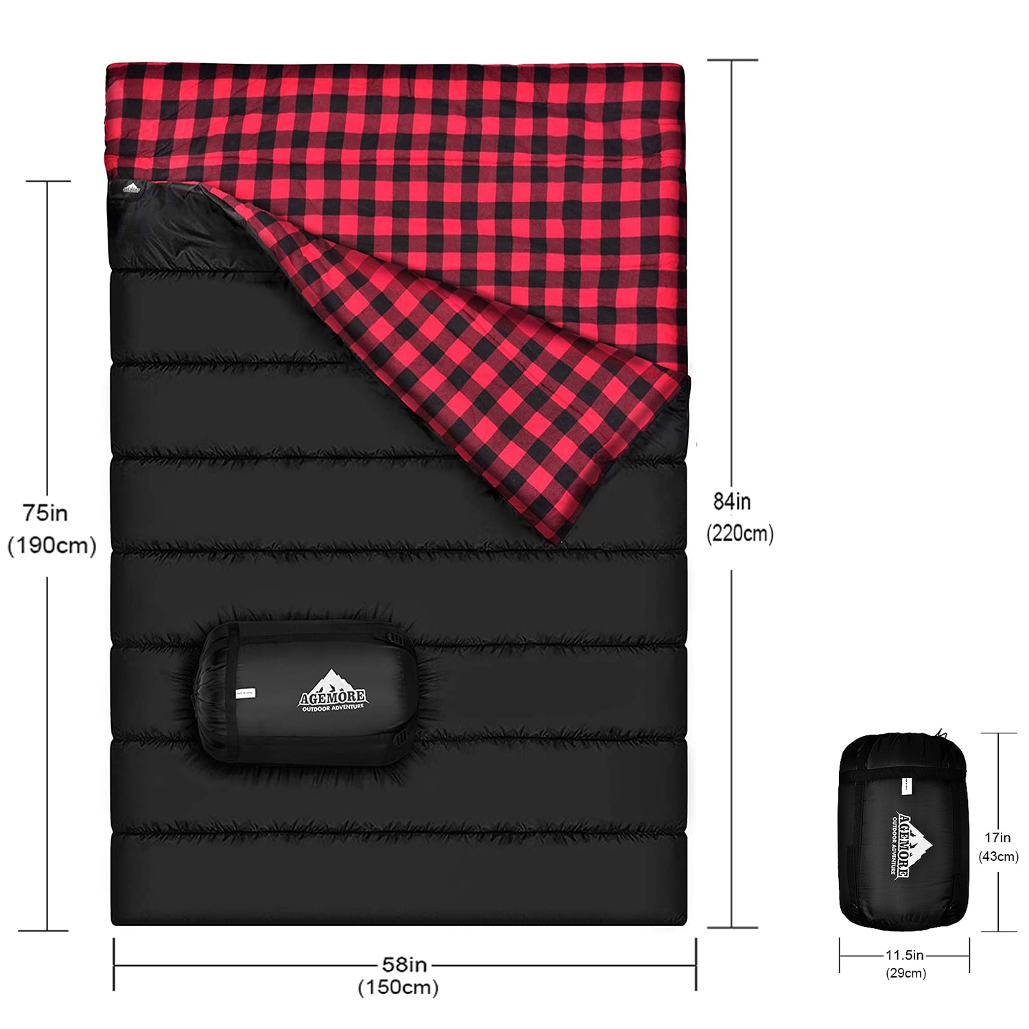 Plaid Lining Double Sleeping Bag