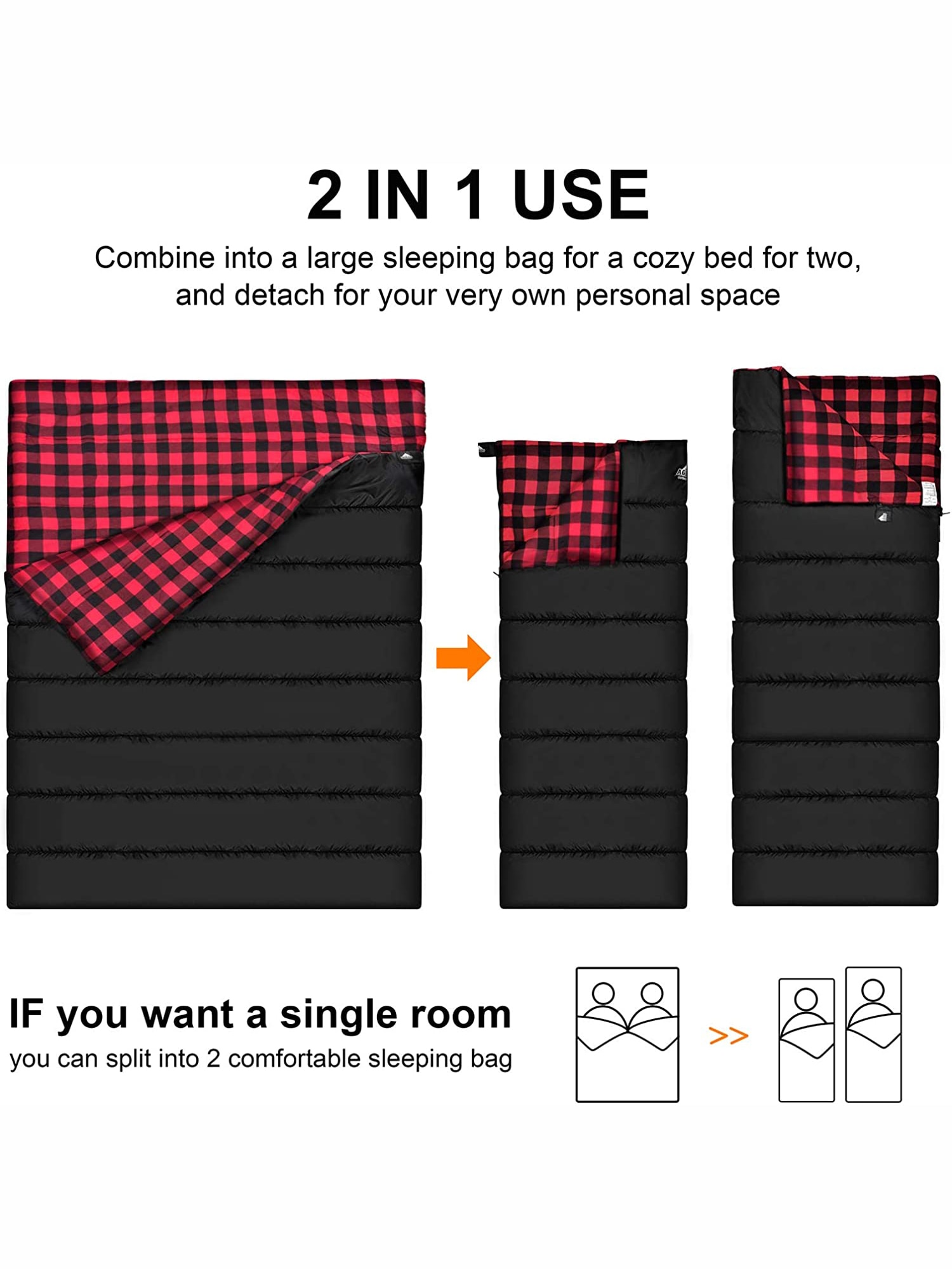 Plaid Lining Double Sleeping Bag