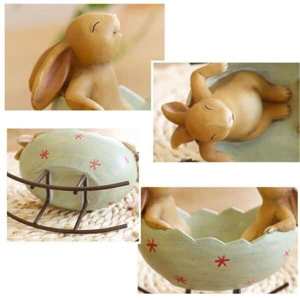 Laughing Rabbits in Egg Figurine - Image 7