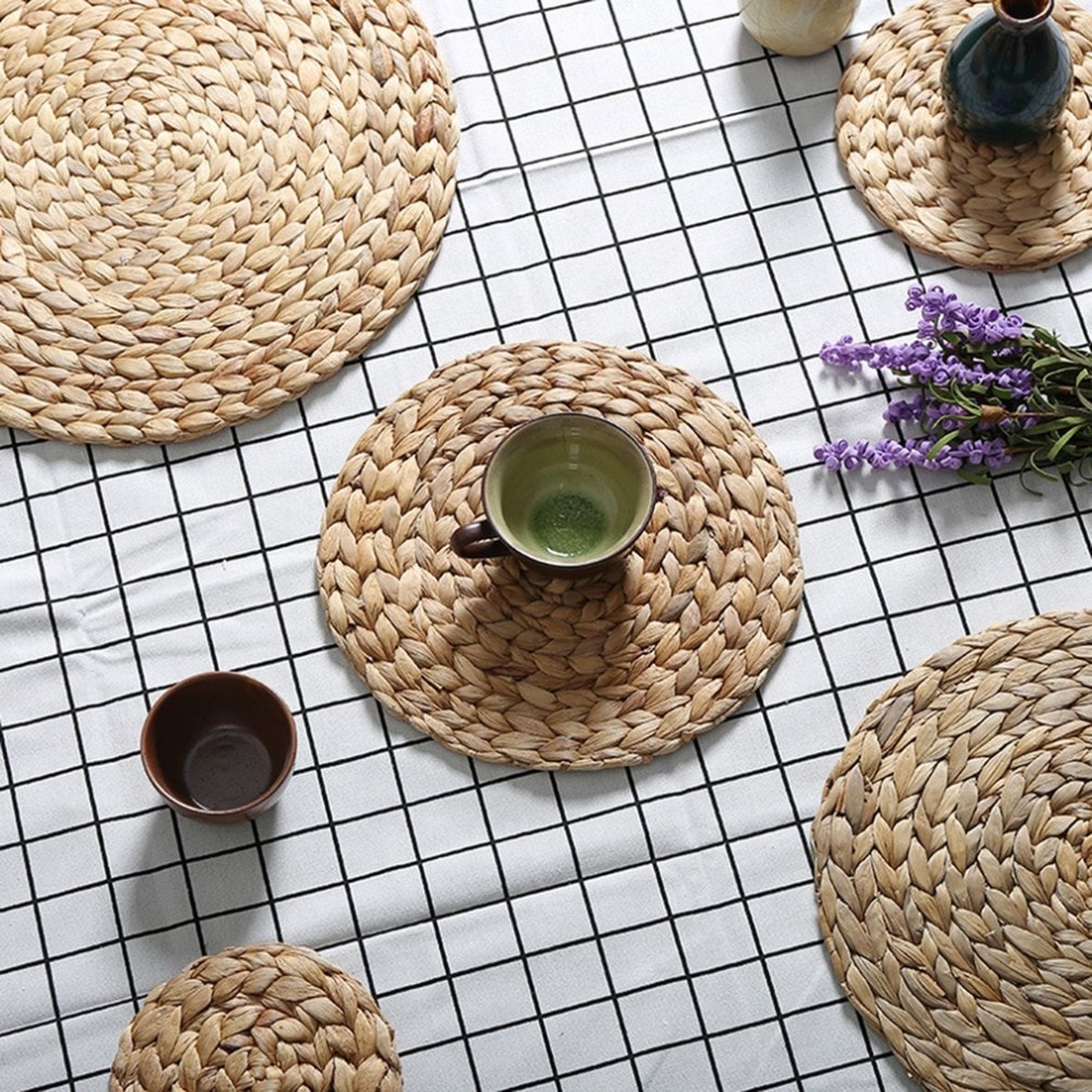 Woven Rattan Coasters 4 Pcs Set