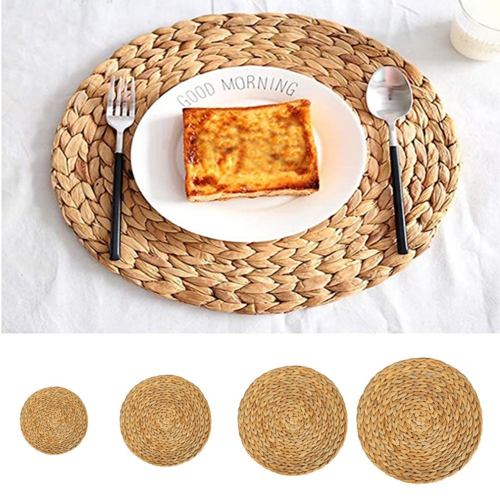 Woven Rattan Coasters 4 Pcs Set