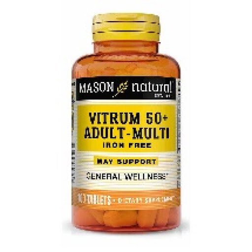 Vitrum 50+ Adult Multivitamin (Iron Free) --- 60 Count --- Mason Vitamins 1 vitrum pill pals