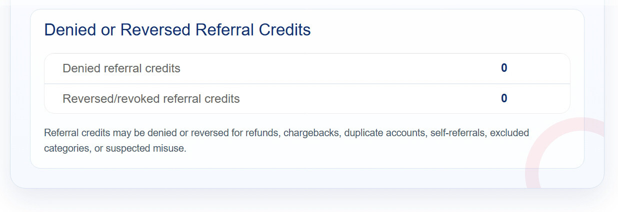 denied and reversed referral credits pill pals