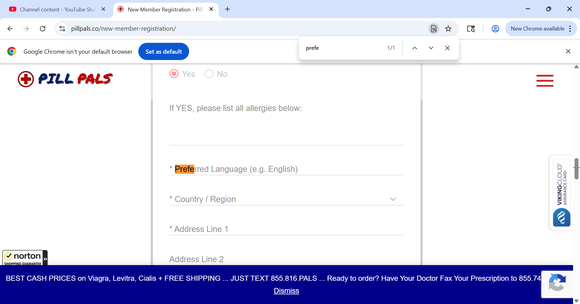 new member registration preferred language