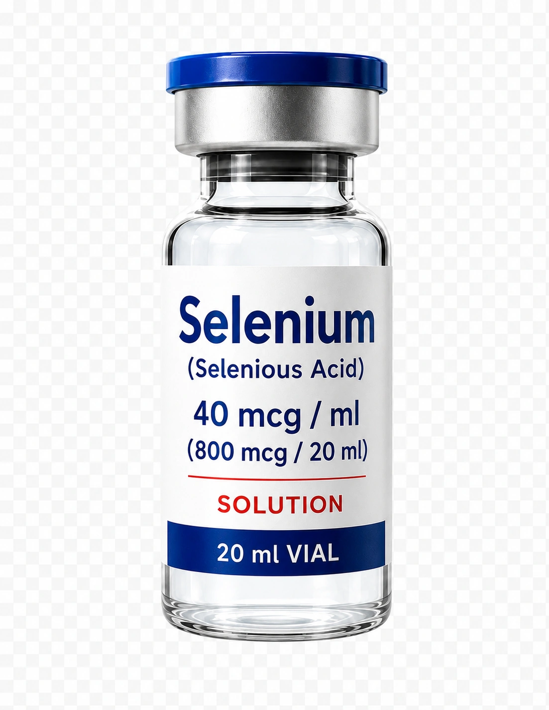 Selenium (Selenious Acid) 40 mcg / ml --- 20 ml (20 cc) vial --- Total 800 mcg / 20 ml per vial 1 selenium-vial-800-mcg-per-2-ml pill pals pharmacy