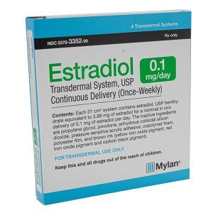 Estradiol (Estrogen) Transdermal System Patch 0.1 MG/DAY --- 4 PACK --- Climara --- Mylan Pharma 1 estradiol 0.1 mg mylan brand 4 pack generic for climara