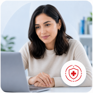 Healthcare professional discussing sexual health with a patient in a clinic setting.